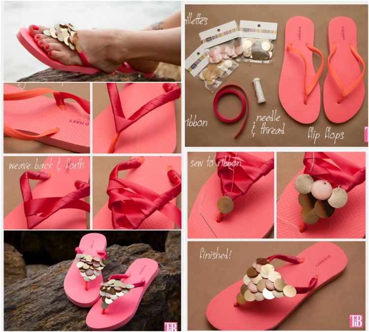 Gör dina egna flip -flops - krydda det - instruktioner - sy paljetter