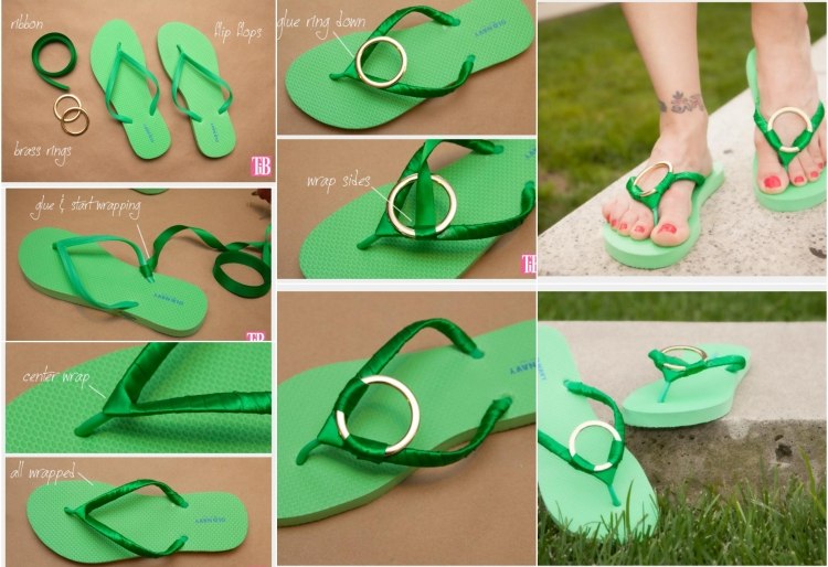 flip-flops-dekorera-själv-grönt-band-mässing-ring