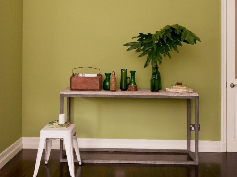 Olivgrå väggfärgidéer för industriell chic i lägenheten