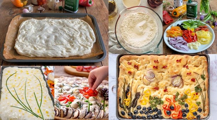 Focaccia Garden Recept enkla brödrecept med grönsaker