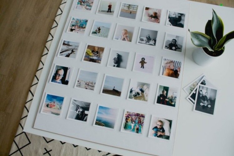fotokollage-gör-det-själv-bilder-små-polaroid-vita-barn