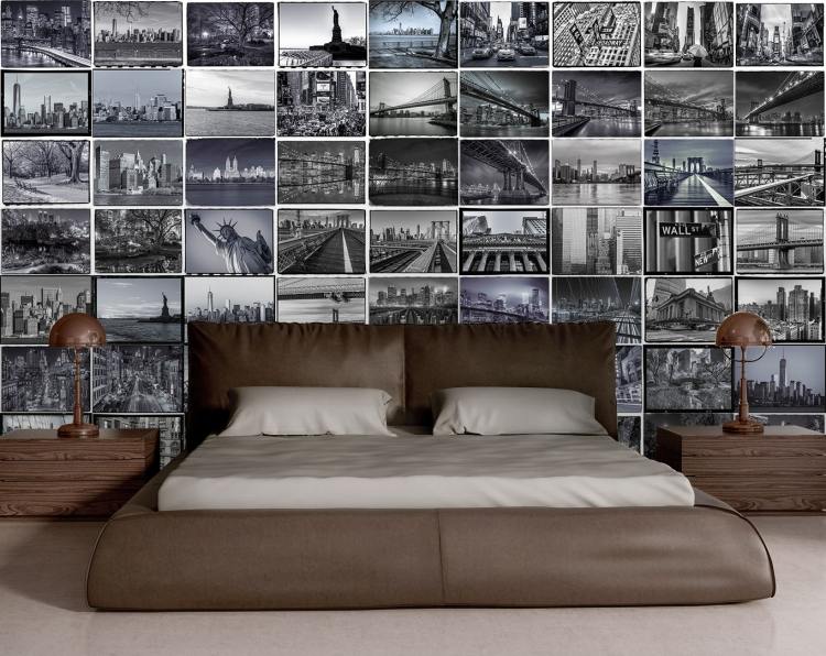 fotokollage-gör-det-själv-sovrum-svart-vit-arkitektur-elegant-beige