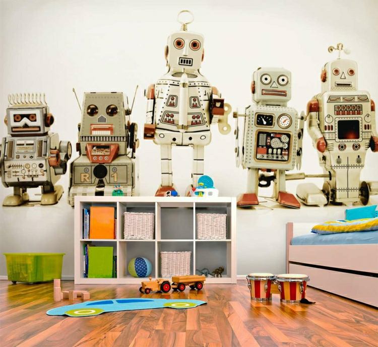 Plantskola robot pojkar rum vägg design