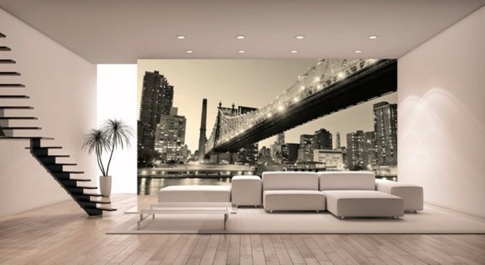 Inspiration-New-York-väggmålning-vit-möbler