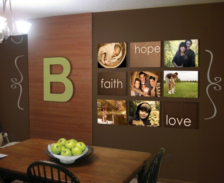 fotoväggdesign modern canvas idé bilder meddelandefamilj