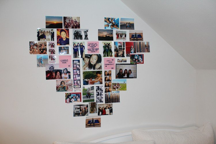 Foto vägg hjärta diy ungdomsrum väggdekoration
