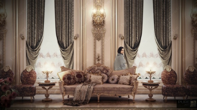 Franska lyxiga möbler i barockstil vägglampa canape sidobord