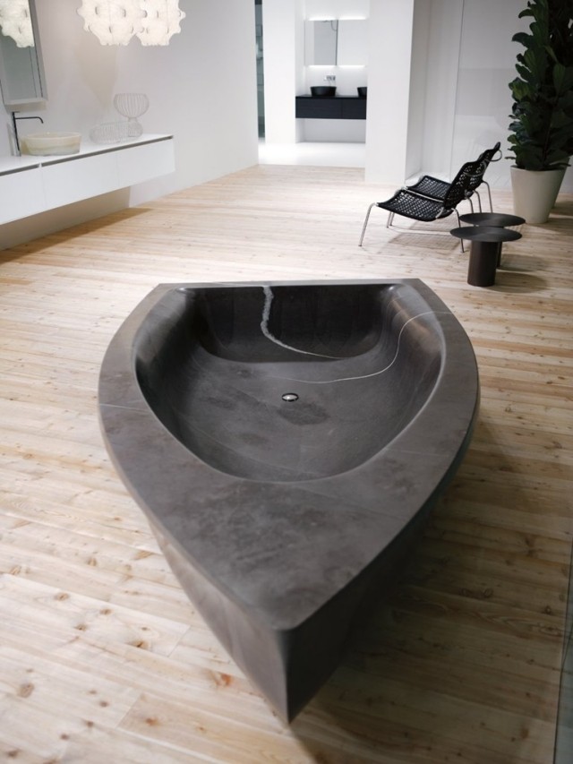 Kajakdesign i badkar i natursten-VASCABARCA Antonio-Lupi-Design