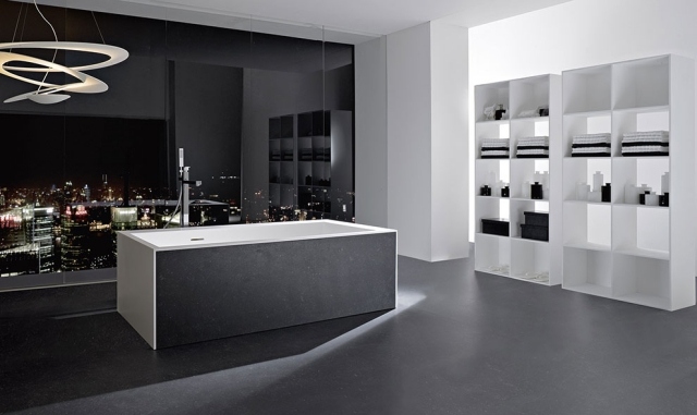 rektangulärt badkar fristående giano svart-minimalistisk rexa-design