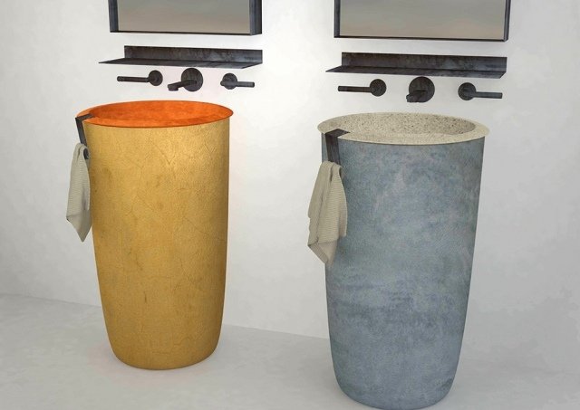 Handfat med piedestal av keramisk betongoptik 3d-visualisering