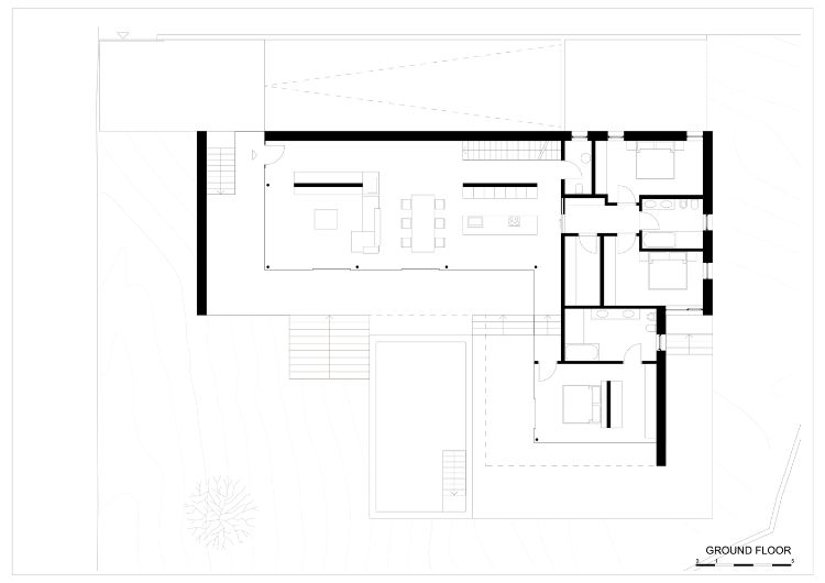 fristående enfamiljshus modern byggnad arkitektur meran italien pool design en våning trädgård planlösning