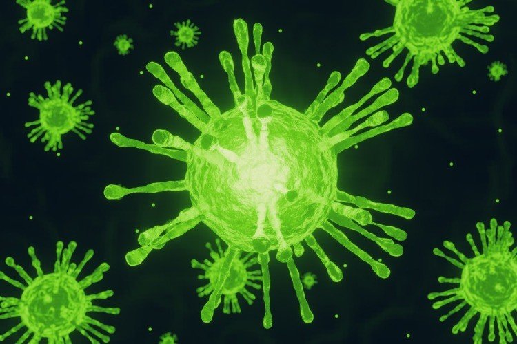 Coronaviruses sars cov 2 glödande grönt