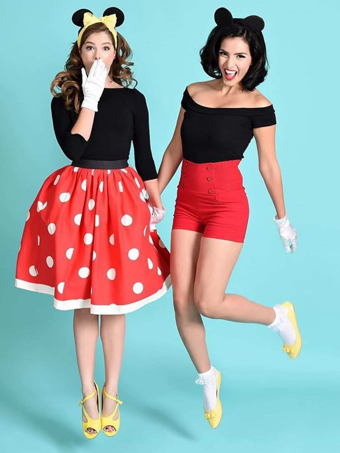 Gör din egen flickvänskostym Minnie och Mickey Mouse Halloween -sminkinstruktioner damer