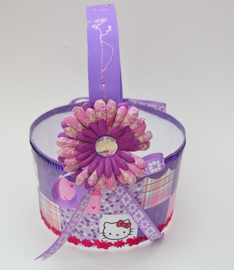 Påskdekor Påskkorg-glass sundae-papper-klibbar-flicka-lila-rosa