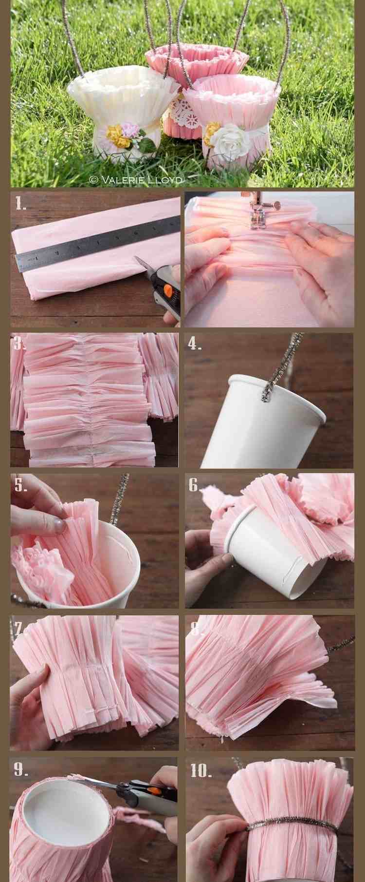 påsk-dekoration-påsk-korg-instruktioner-plast-hink-rosa-crepe-papper