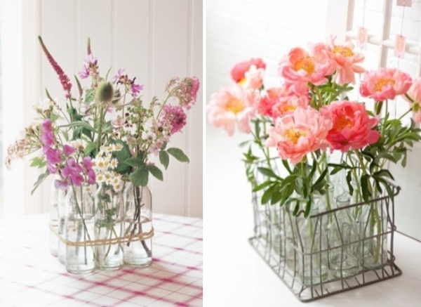snittblommor dekoration idé glasblomma vas återvunna flaskor