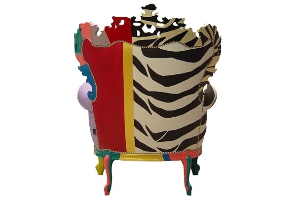 Handmålad designer fåtölj zebra djur mönster prydnader eklektisk