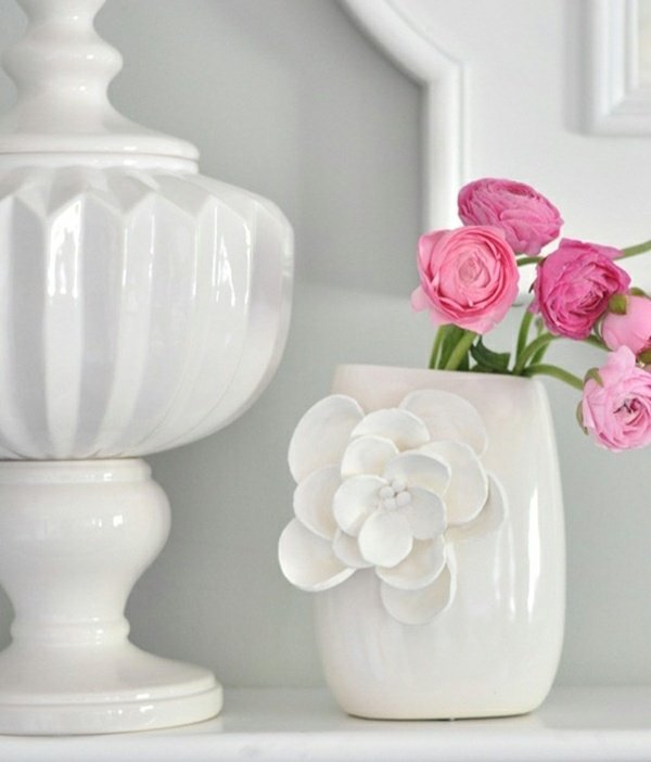 Keramiska blommor dekorerar rosa accenter vintage design