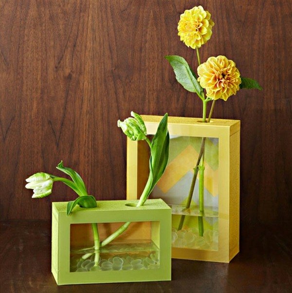 Gör dekoration själv blomsterarrangemang vårgrön gul