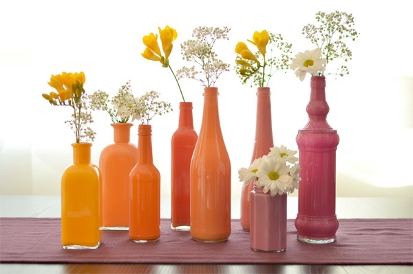 DIY dekorationsvaser orange gul rosa färg