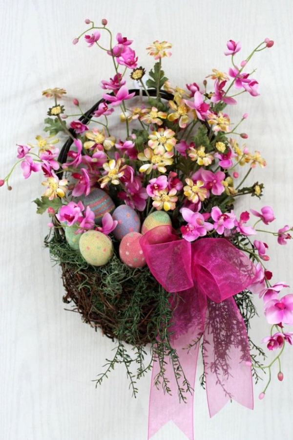 färgglada påsk dekoration plast blomma dörr krans påskägg idéer