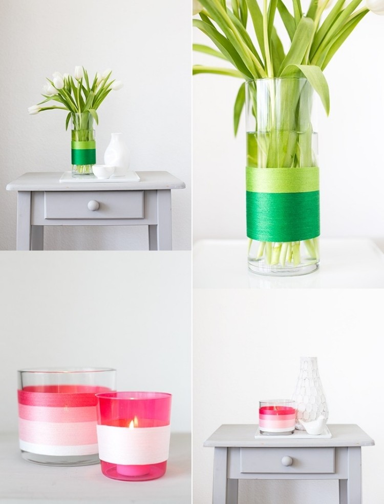 vår-dekoration-glas-idéer-blomma-vas-lyktor-tråd-dekorera