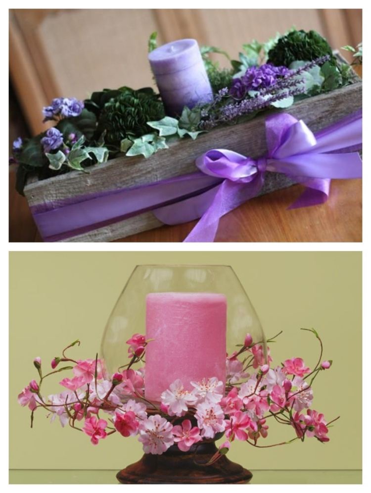 vårdekoration-ljus-idéer-körsbärsblommor-lavendel-rosa-lila