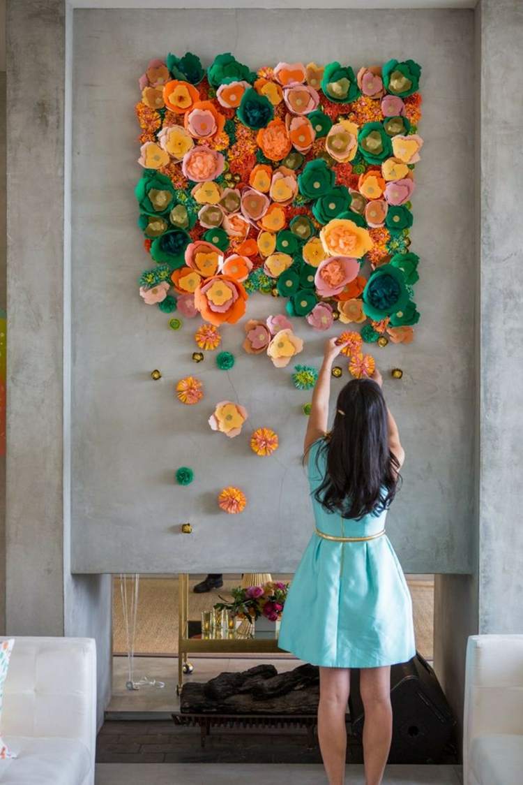DIY blomma vägg ordna våren dekor papper 3d