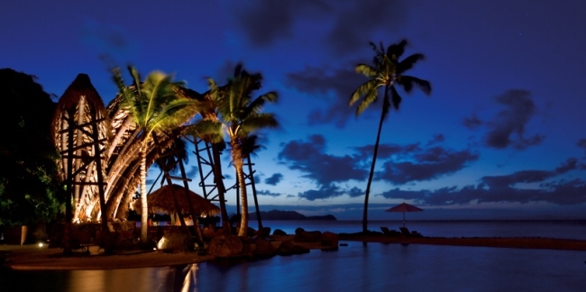 Travel Resort Night Illumination Romantic Private Island Fiji
