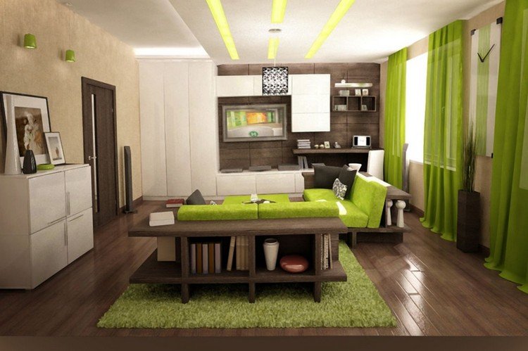 färger-vardagsrum-vit-grön-brun-beige-väggfärg