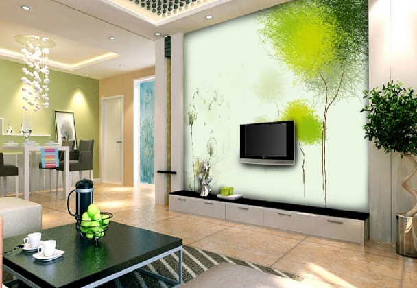 grönt vitt vardagsrum vardagsidéer accent vägg matsal