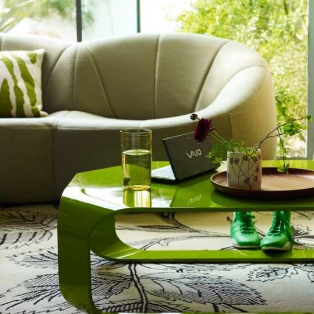 färger i vardagsrummet gröna levande idéer högglans soffbord