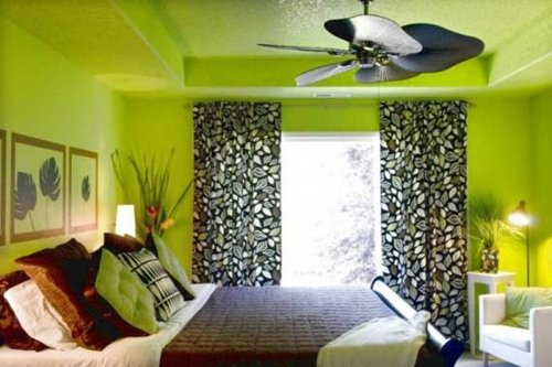 grön sovrum design idé