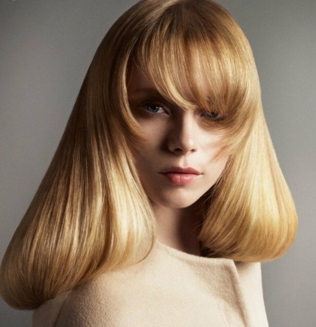 asymmetriska blonda raka lugg