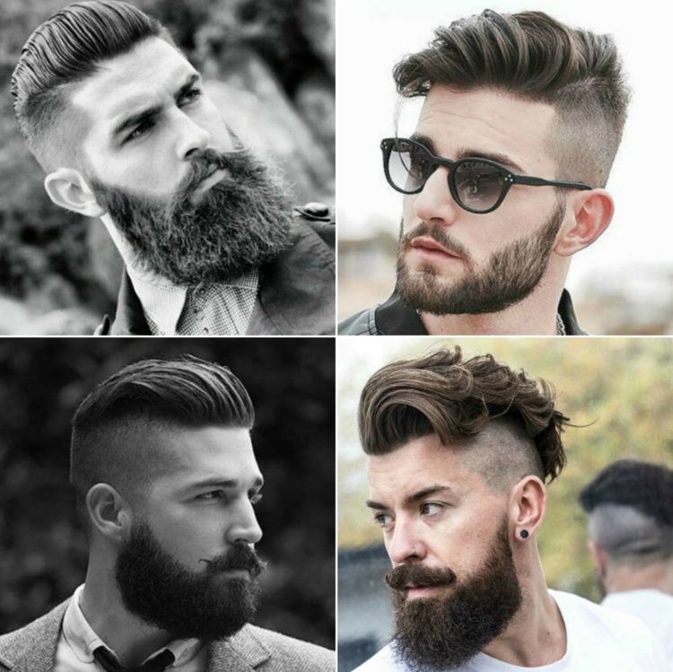 frisyrer med skägg sidecut underskuren män trend tips stor pompadour