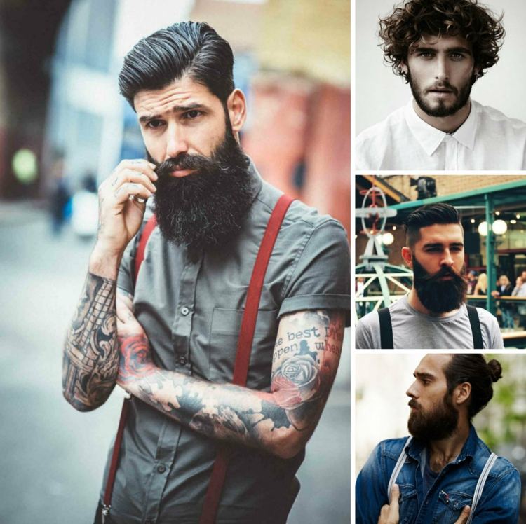 frisyrer med skäggtrender kombinationer män styling idéer