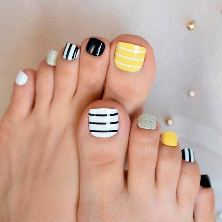 Ränder nageldesignidéer tånaglar målar mönster