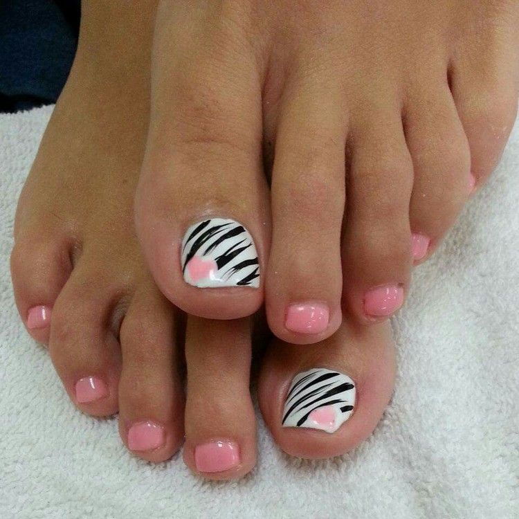 Idéer för tånagelmålning för nybörjare Zebra Nail Design Instructions