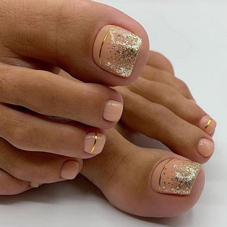 Tånaglar målar glitter sommar pedikyridéer för nybörjare