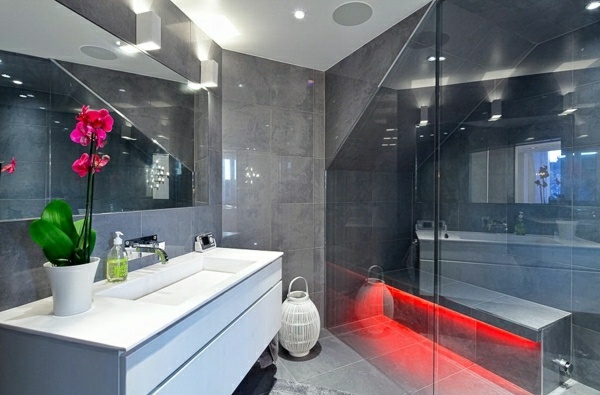 futuristisk badrum LED -belysning radiator
