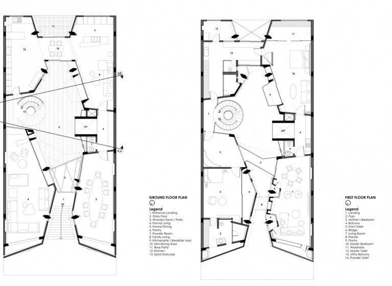 Planritning av första våningen och bottenvåningen
