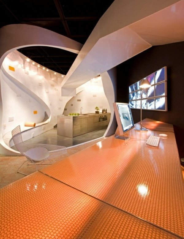 futuristisk loft interiör LED -belysning