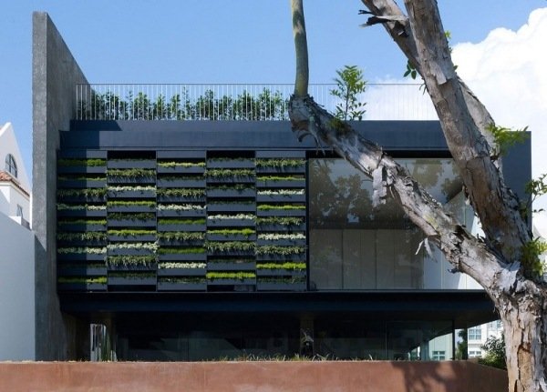 Grön hus fasad design
