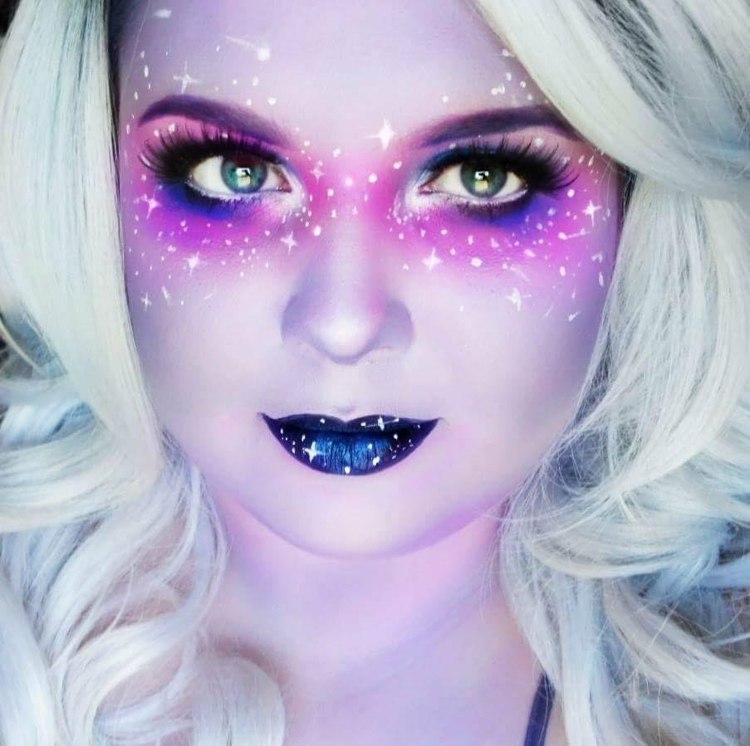 karneval makeup idéer galax rosa lila