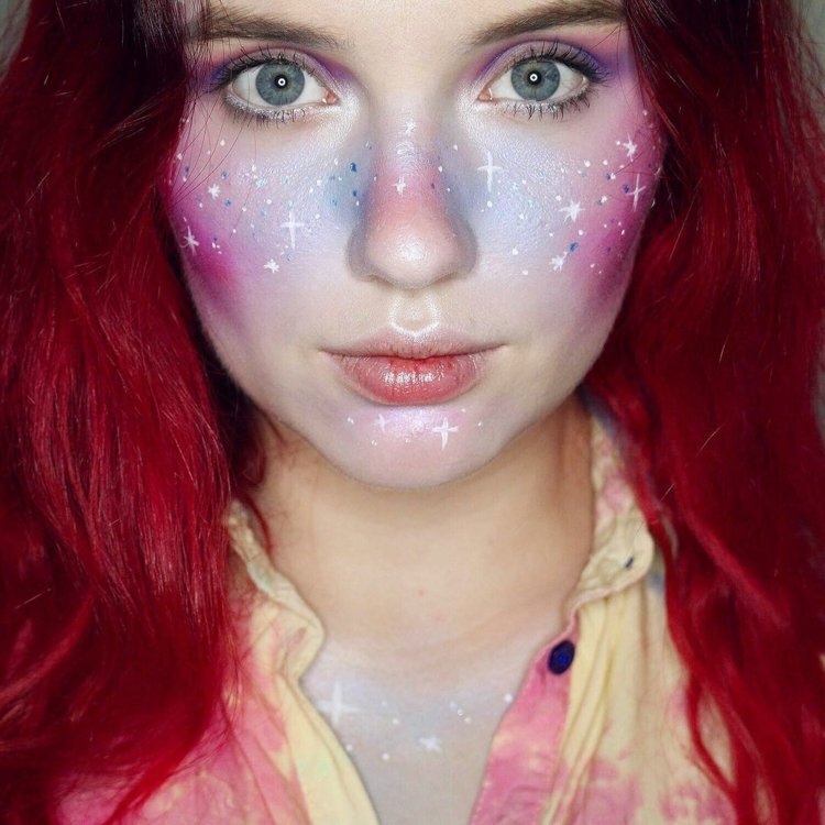karneval ansikte make-up damer rosa lila