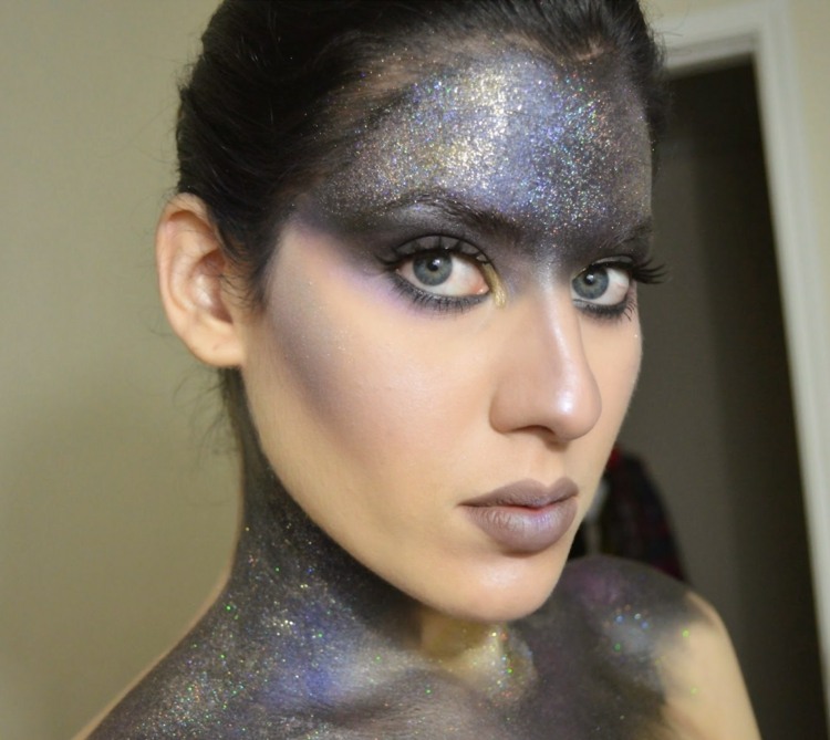 smink idéer karneval halloween glitter panna decoltee glitter
