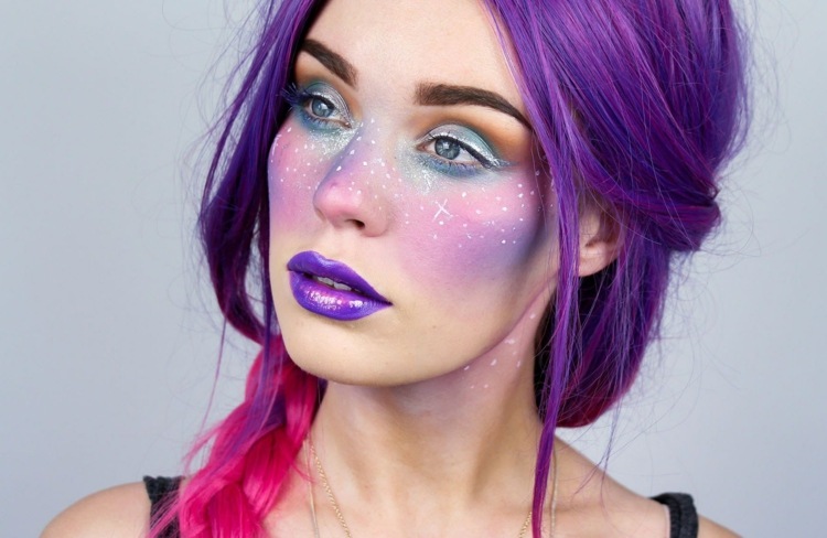 galaxy make up lila hårfärg elegant karneval