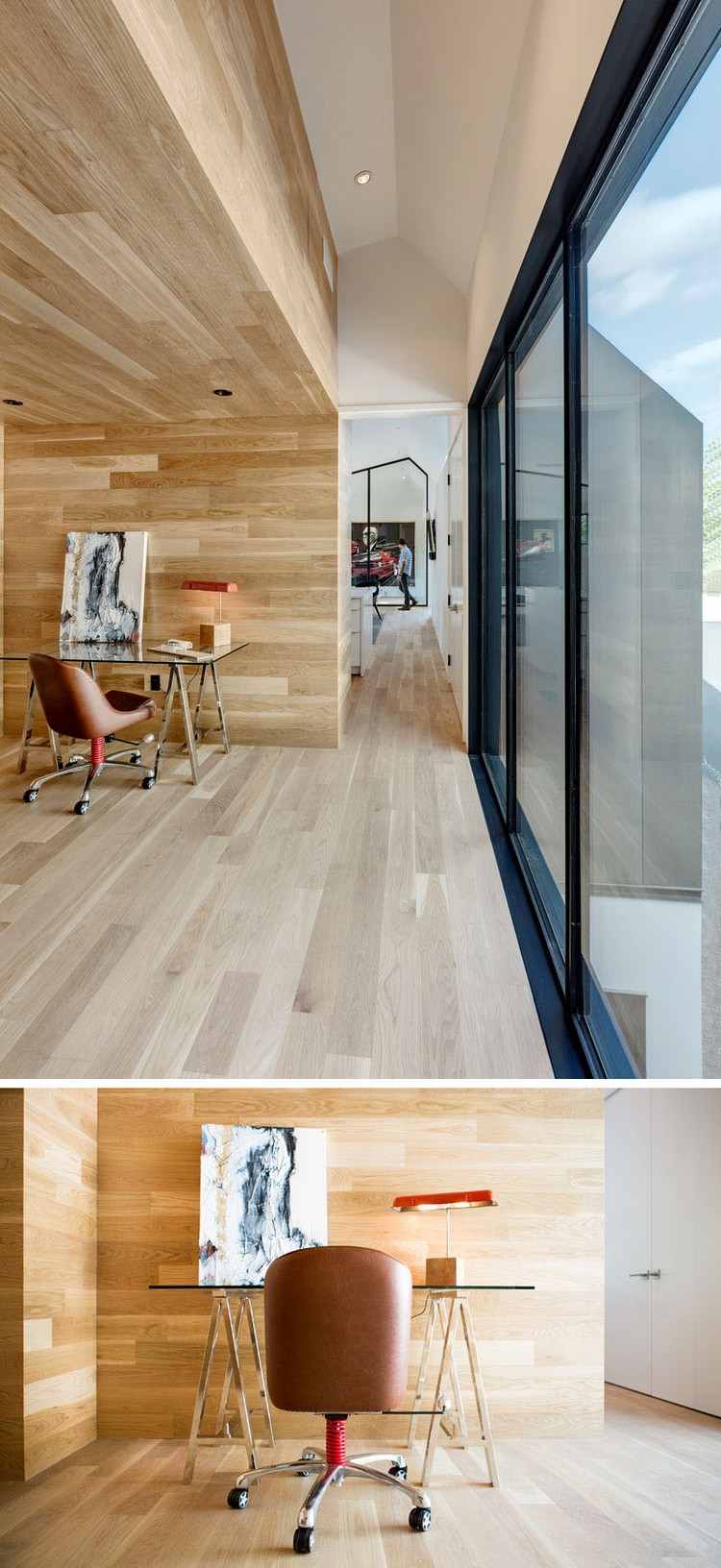 modernt hemmakontor nisch väggbeklädnad trä