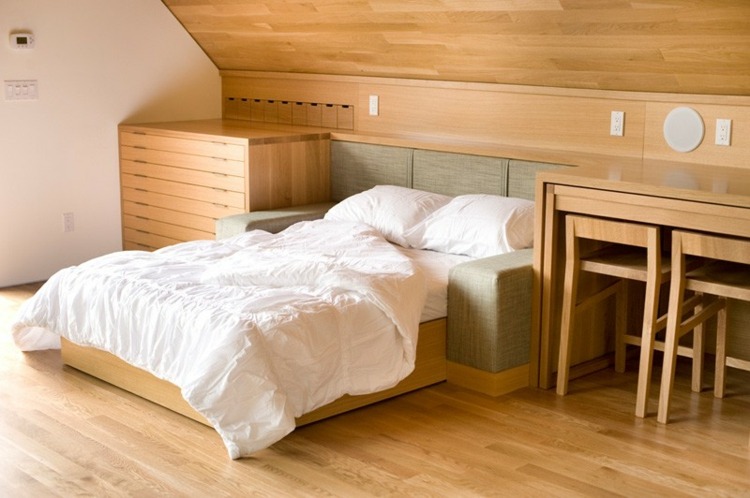 garage lägenhet säng idé utfällbar soffa rumsmöbler