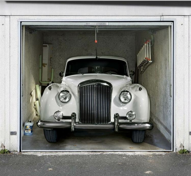 garage-rull-dörrar-retro-bil-vit-klistermärke-dörr